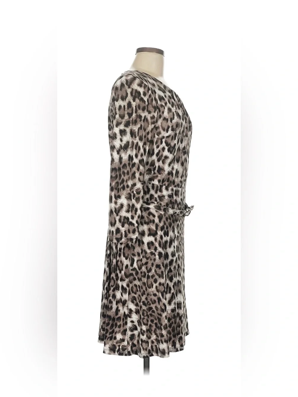 INC International Concepts Animal Print Stretch Midi Dress Sexy Sleeves Sz M